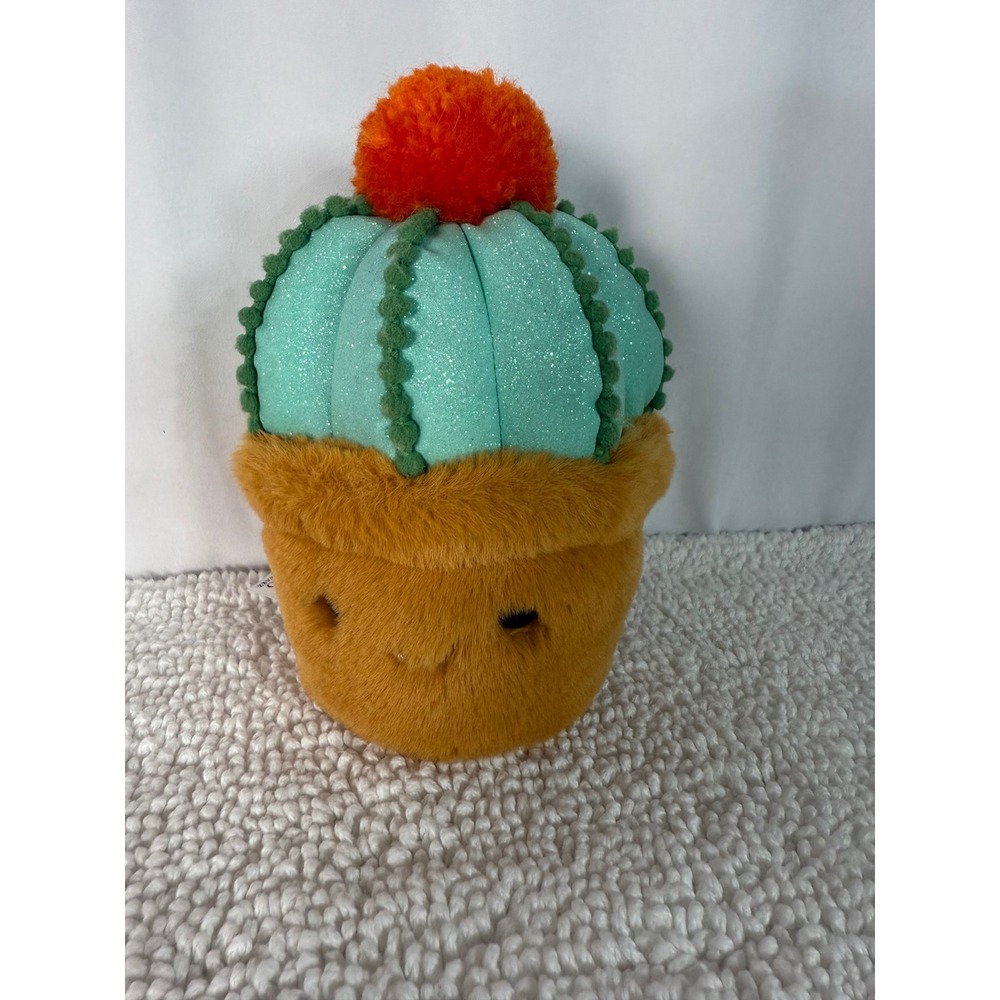 FAO Schwarz Cactus Plush Toy Plant in Pot Orange‎ Pom Pom Detail